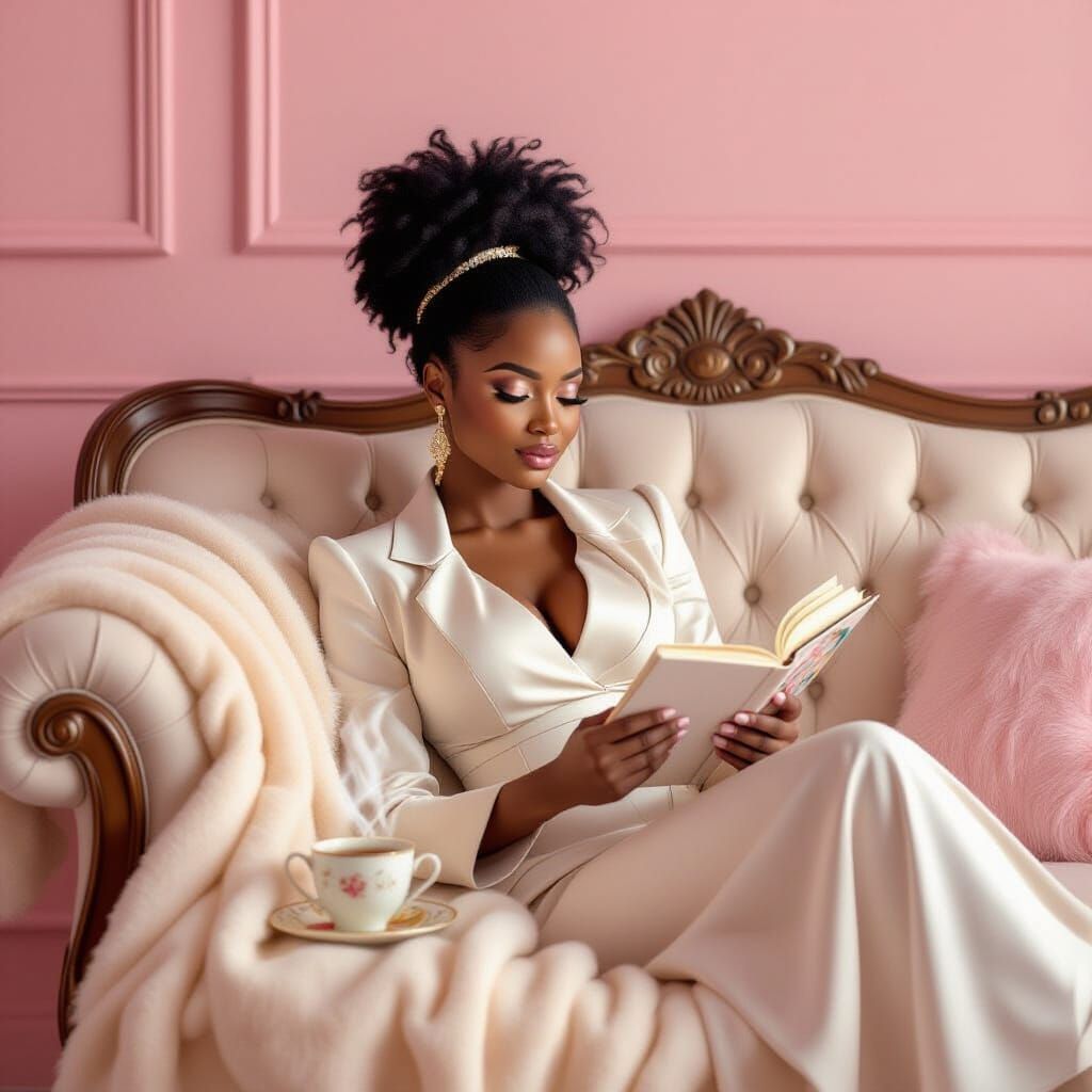 Elegant Black Woman's Peaceful Rebellion in Hyperrealism