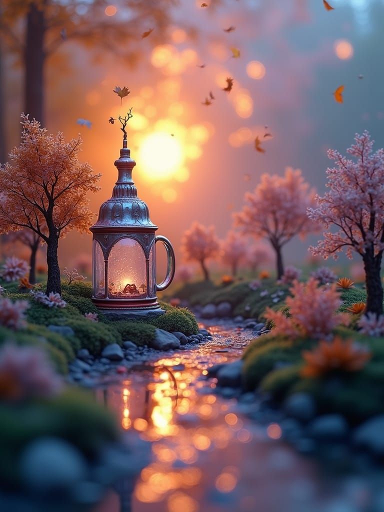 Crystal Fairy Village at Autumn Sunset