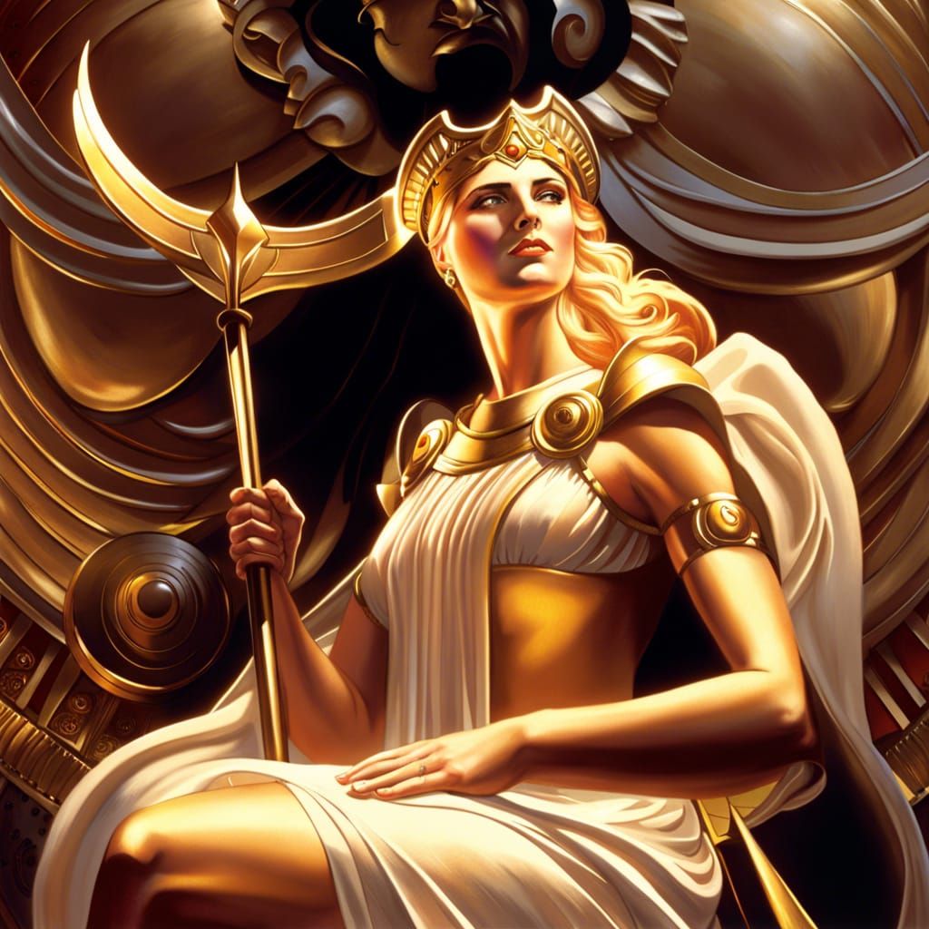 Athena on Mount Olympus in Hyperrealistic Style