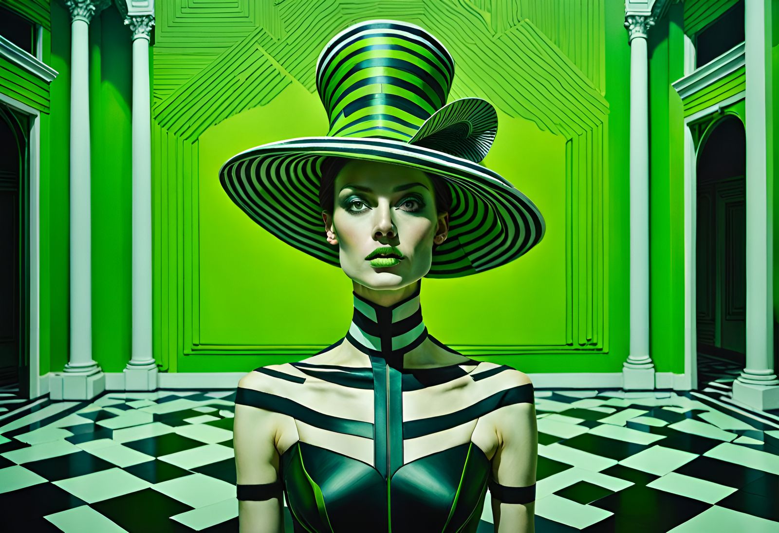 Complex 3D Woman's Anatomy in Expressionist Style