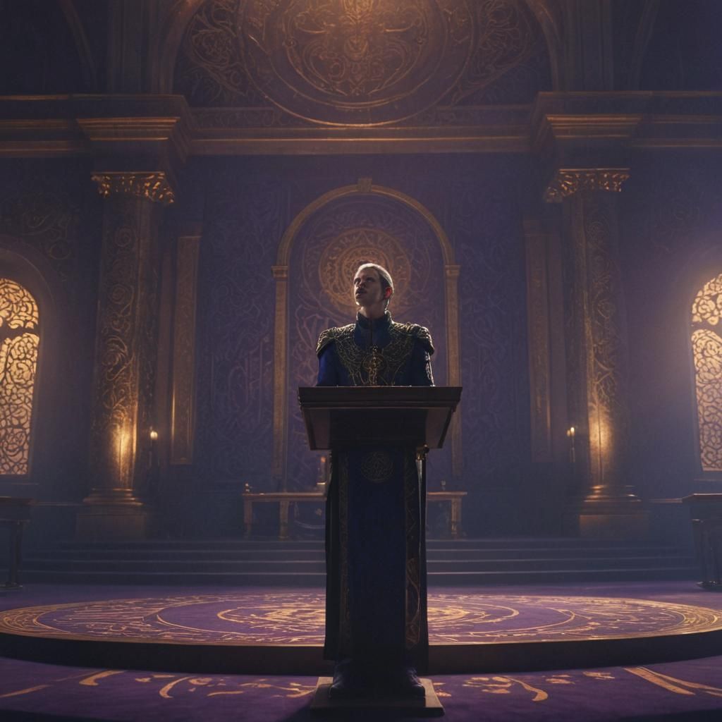 Conference Podium in Matte Painting Style