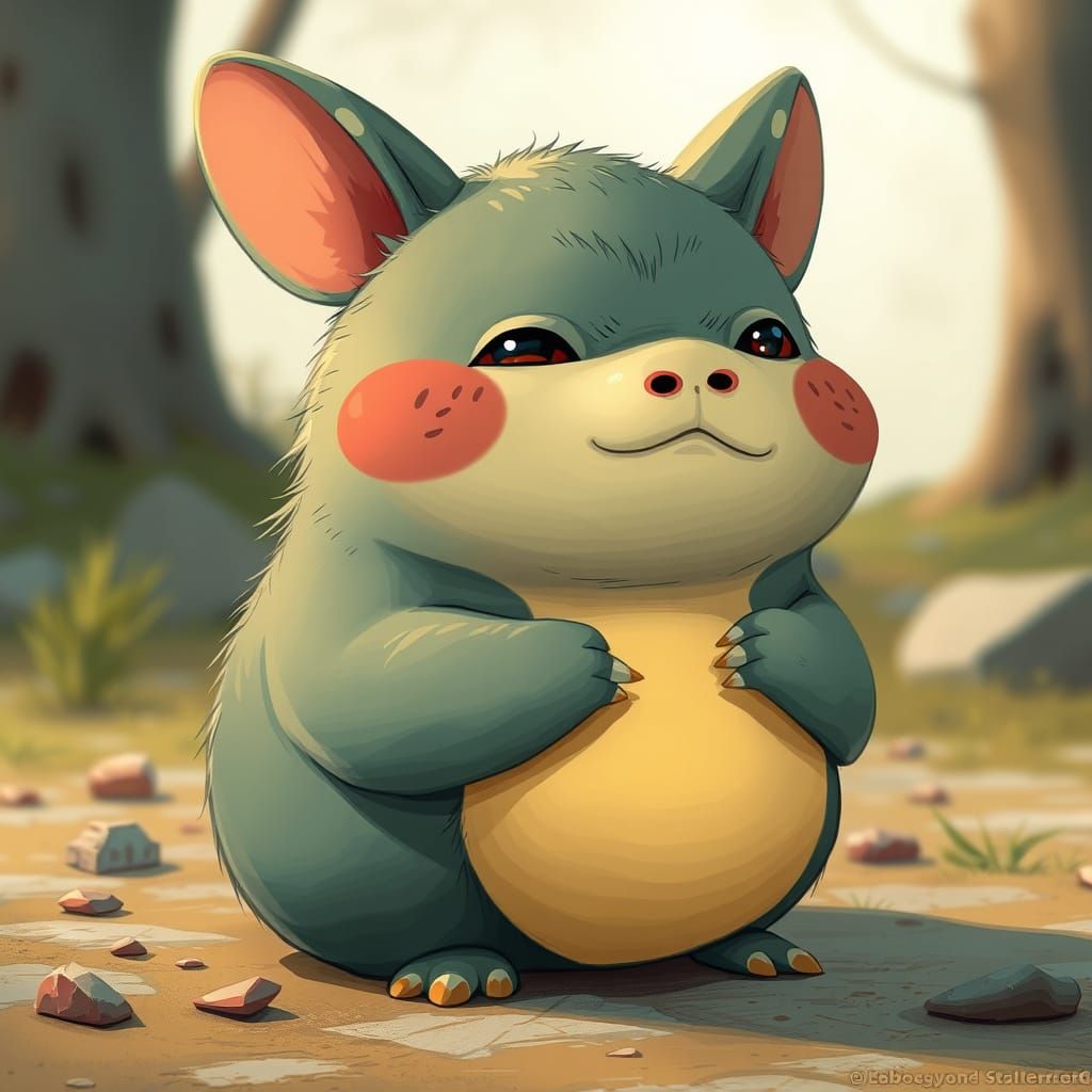 Animated Chubby Character in Digital Painting Style