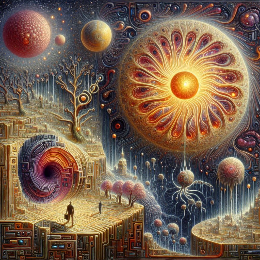 Surreal Journey: Electron to Nautilus City in Oil