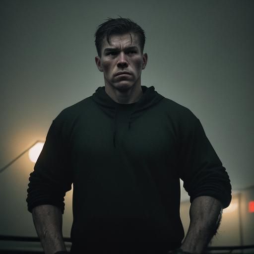 Intense Young Boxer in Gritty Cinematic Style