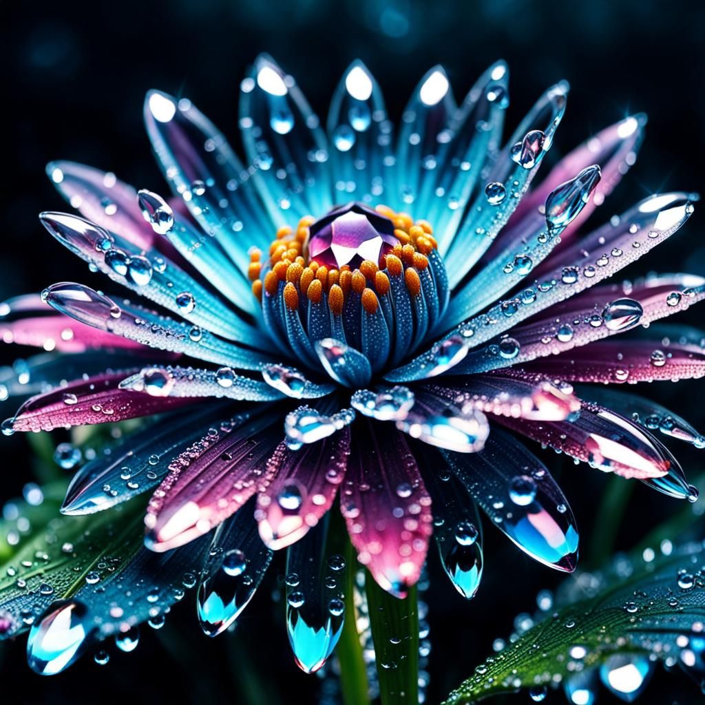 Magical Crystal Flower Dewdrop in Galaxy Colors