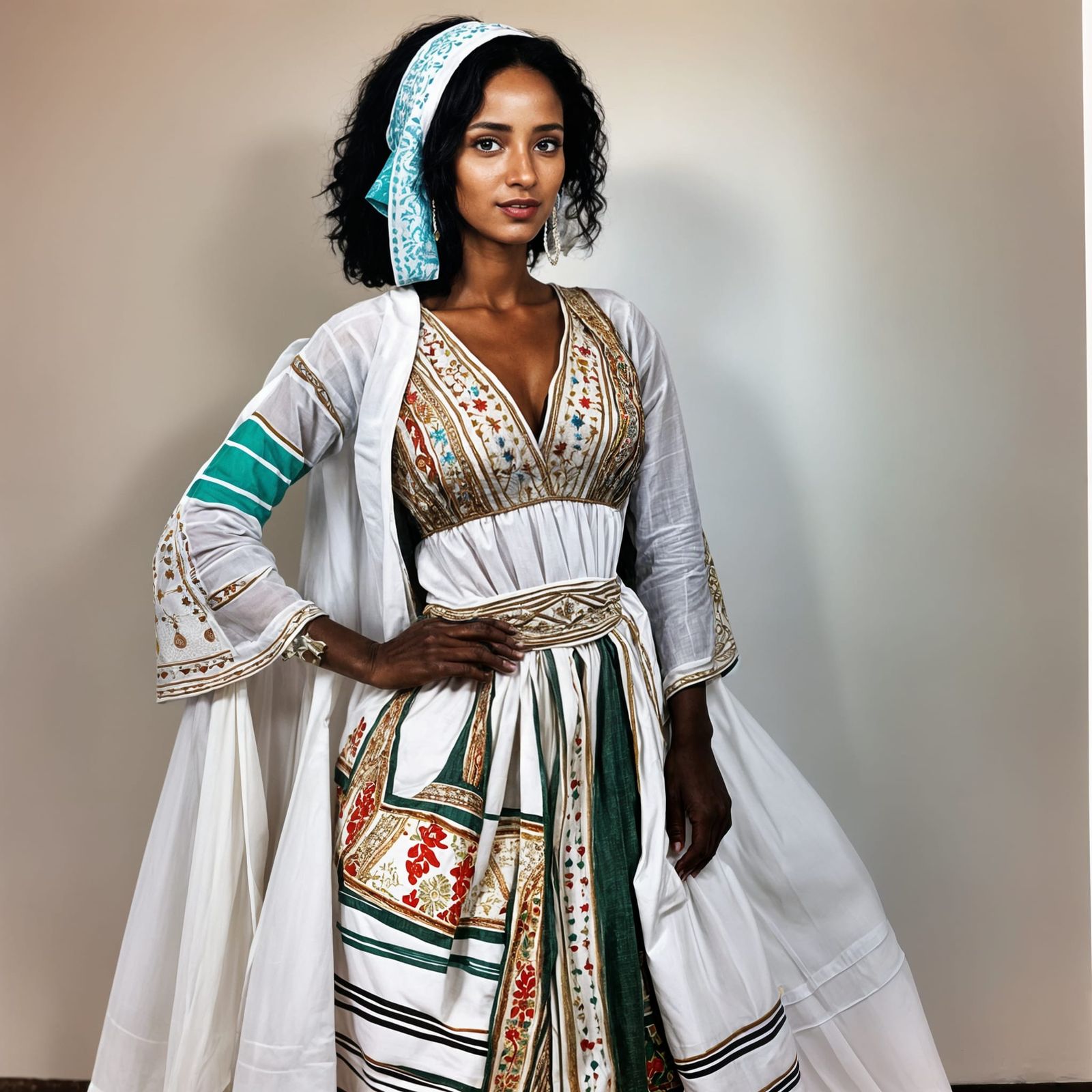 Eritrean Woman in Habesha Kemis by the Water