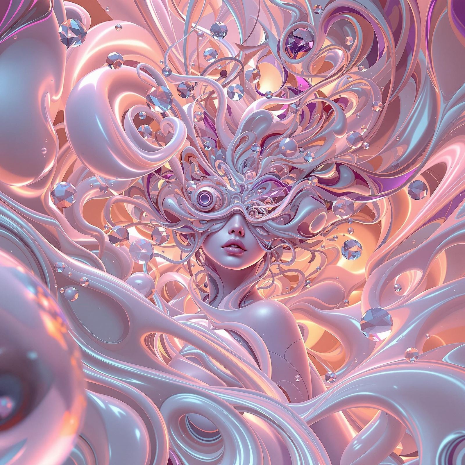 Futuristic Abstract Feminine Curves in Digital Art