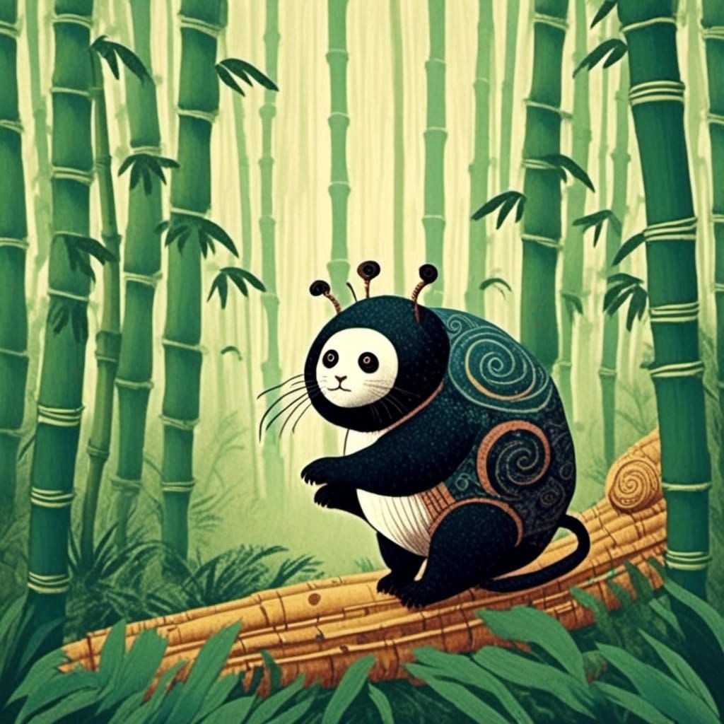 Panda in Bamboo Forest: Serene Wildlife Scene