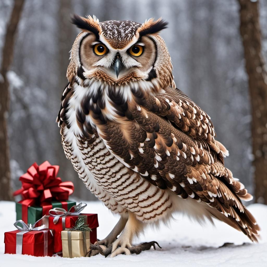 Festive Owls Celebrate Christmas in HD