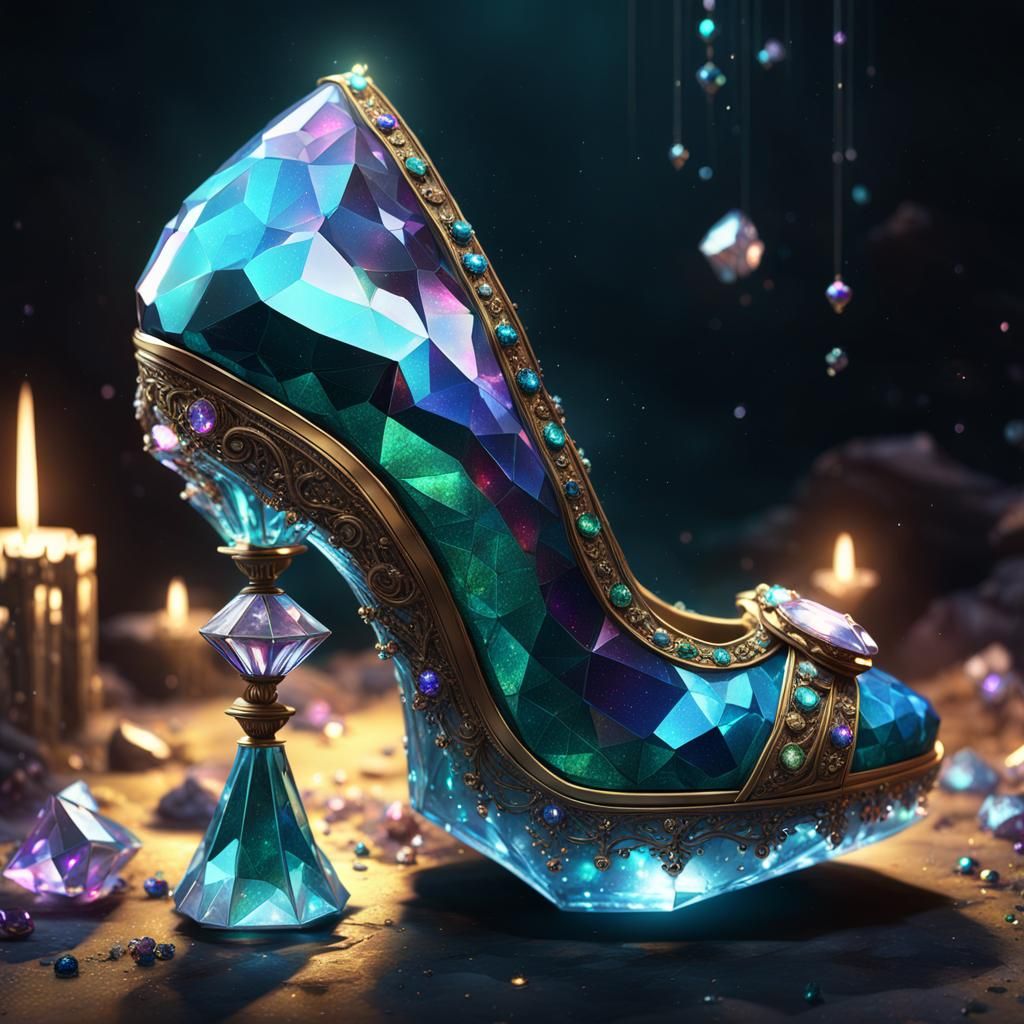 Iridescent Crystal Heel in Dark Fantasy Style