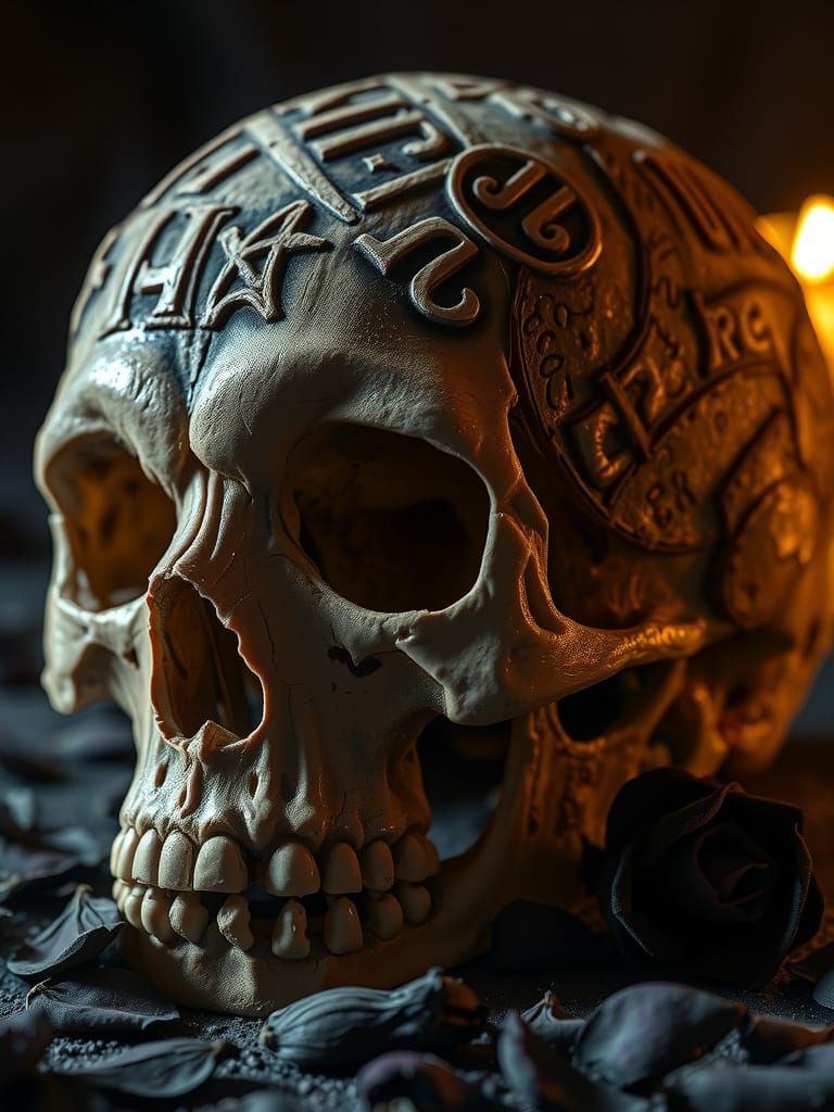 Arcane Skull Still Life in Gothic Style