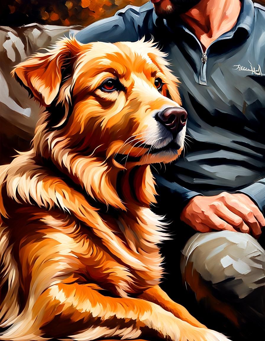 Emotional Dog Portrait as Impasto Painting