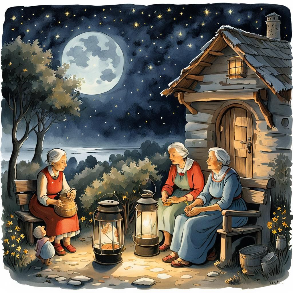 Grandmother Tells Fairy Tales Under the Stars