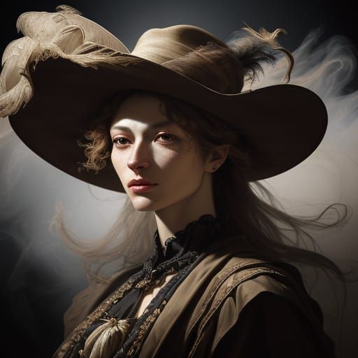 Surreal Hat of Wind and Dust in Chiaroscuro Style