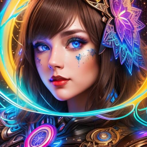 Nerdy Woman in Inkcore Letterspunk Style