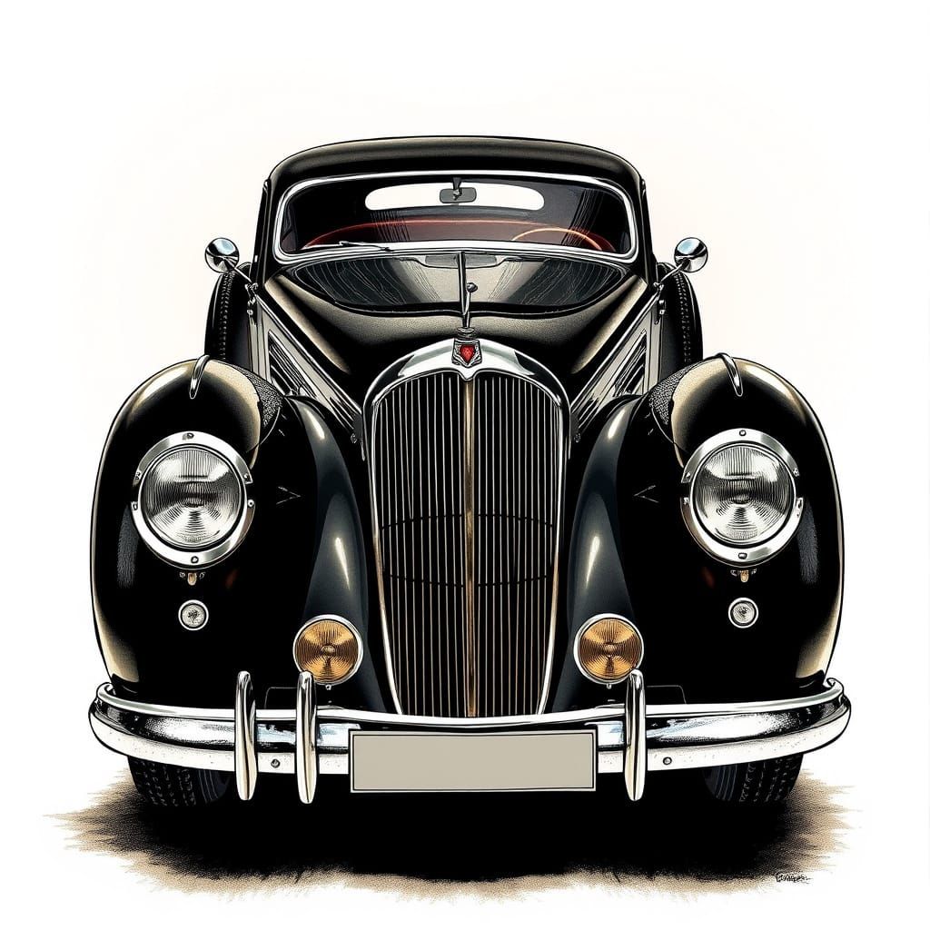 Luxurious Art Deco Car in Chrome and Geometric Patterns