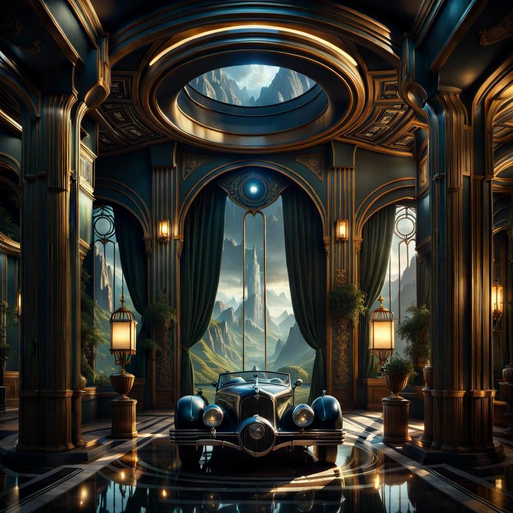 Art Deco Black Fire Sorceress: A Digital Masterpiece