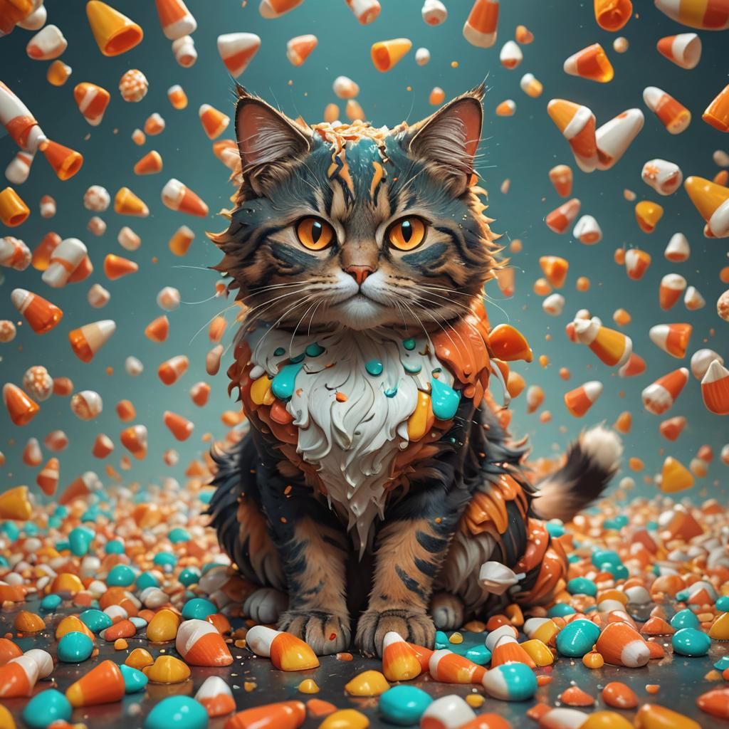 Hyperdetailed Candy Corn Cat Concept Art