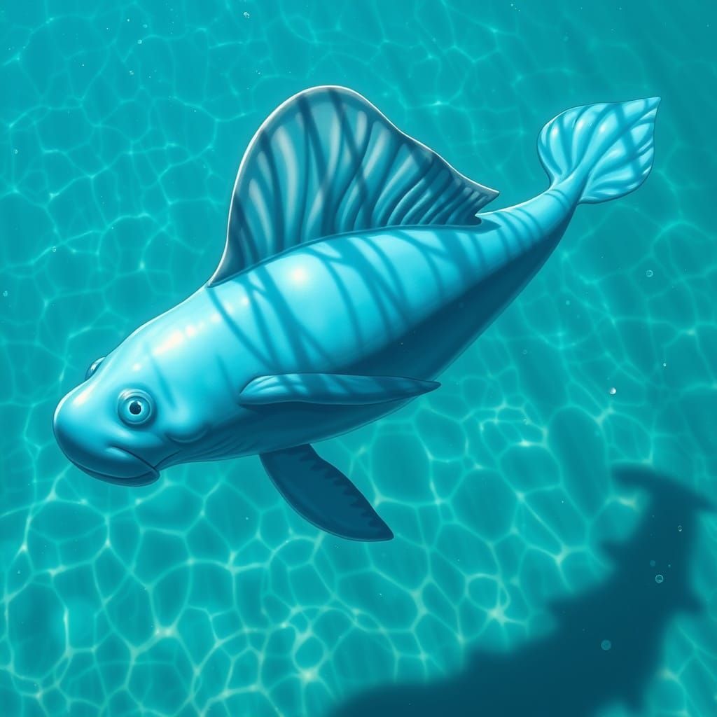 Majestic Blue Dugong in Dreamlike Ocean Scene