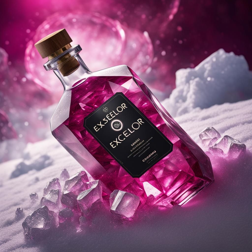 Hyperrealistic Diamond Bottle on Dry Ice in Splash Art