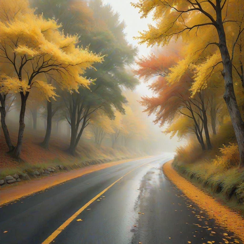 Warm Autumn Morning in a Peaceful Parkland