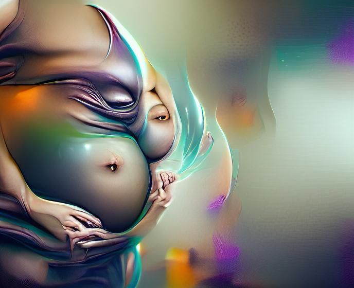 Alien Emergence: Digital Illustration of Pregnancy