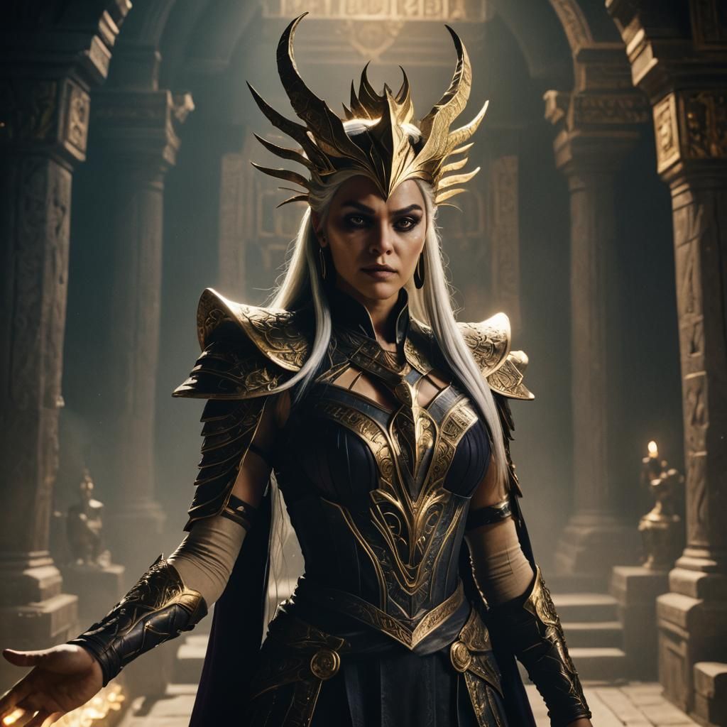 Sindel, Queen of Edenia, in Dark Academia Film Still