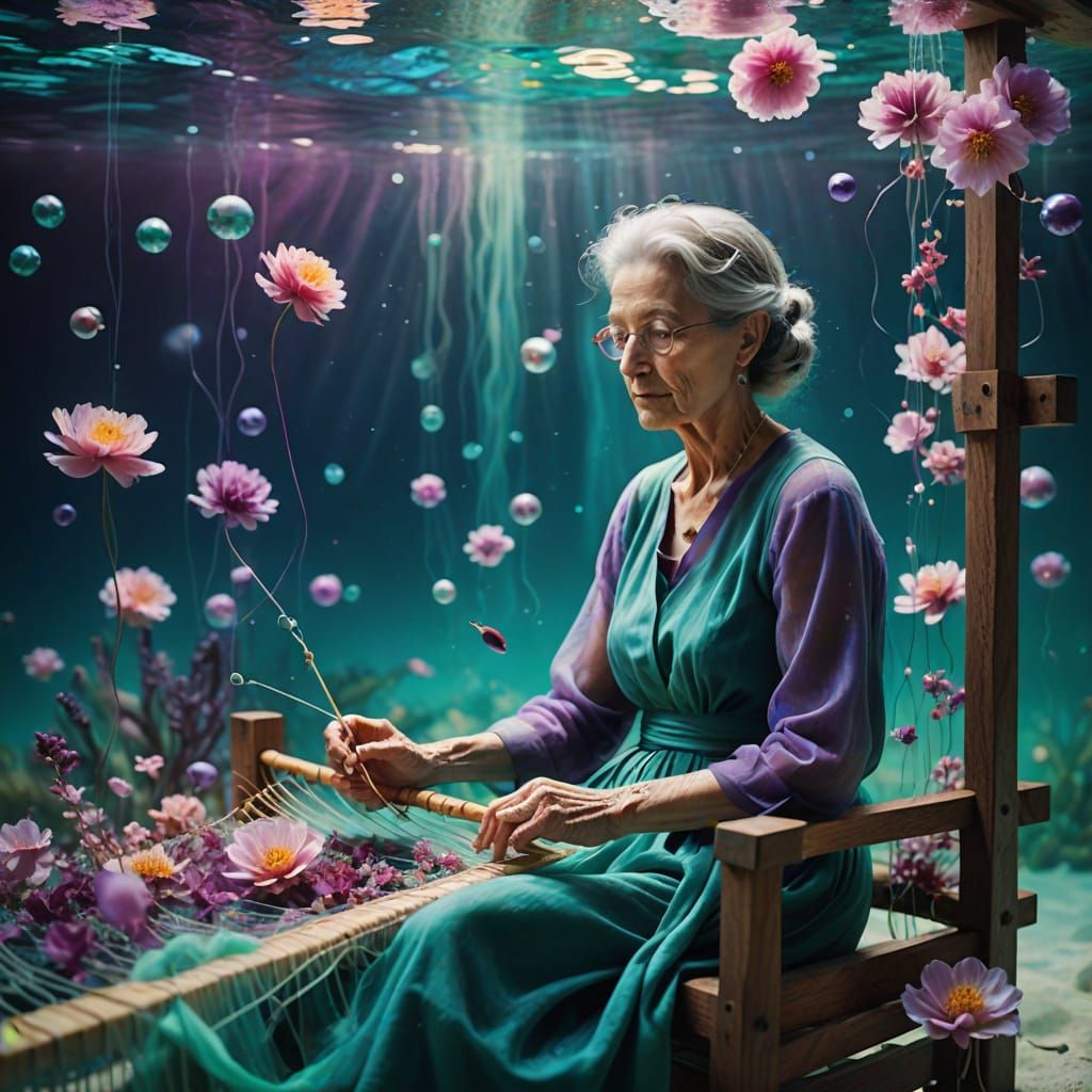 Ethereal Weaver in an Underwater Dreamscape