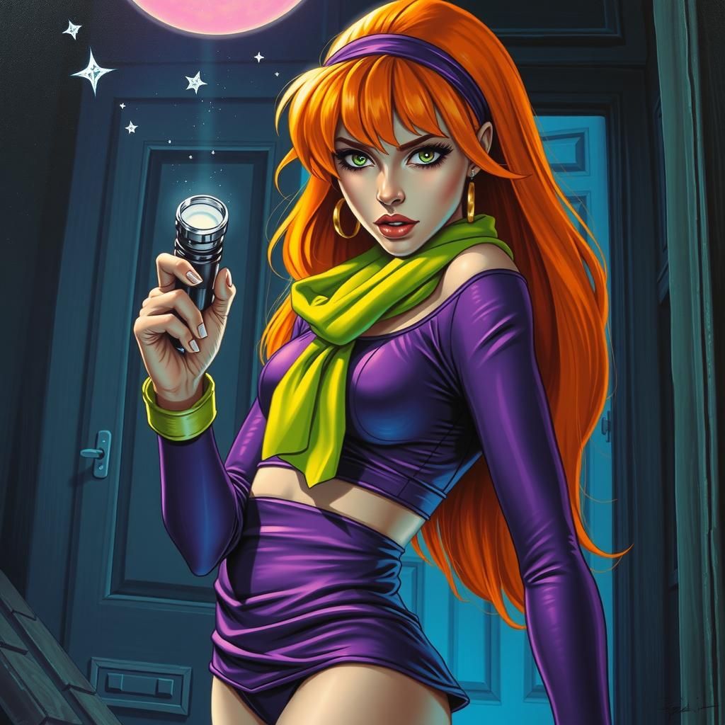 Cyberpunk Daphne in Haunted House, Sorayama Style