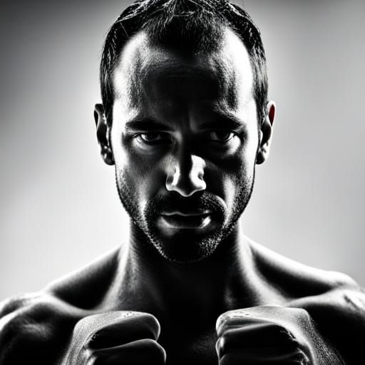 Monochrome Portrait of a Sweaty Sportsman