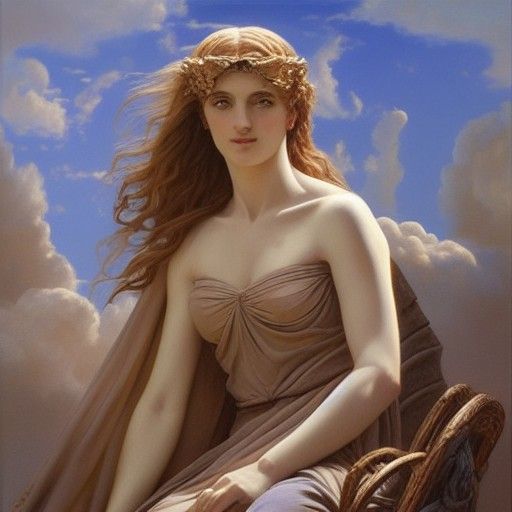 Luna, Roman Goddess, in Mystical Oil Painting