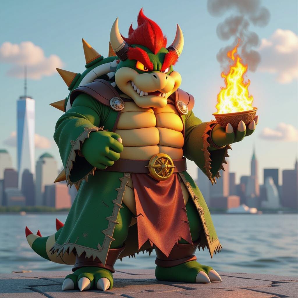 Bowser in New York Harbor, Comic Book Art