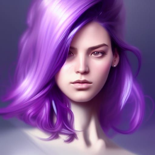 Purple Hair Portrait in Art Nouveau Style