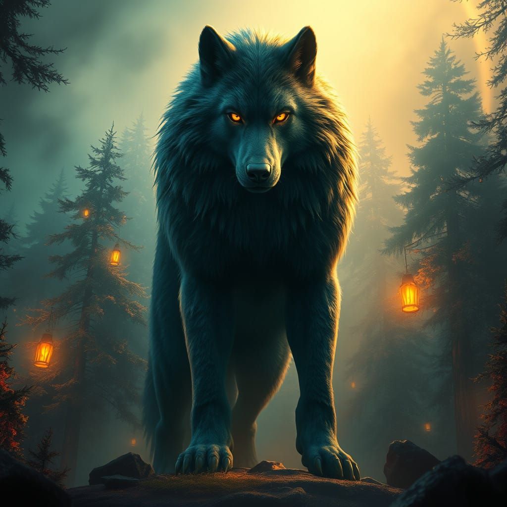 Majestic Werewolf in Ancient Mystic Forest