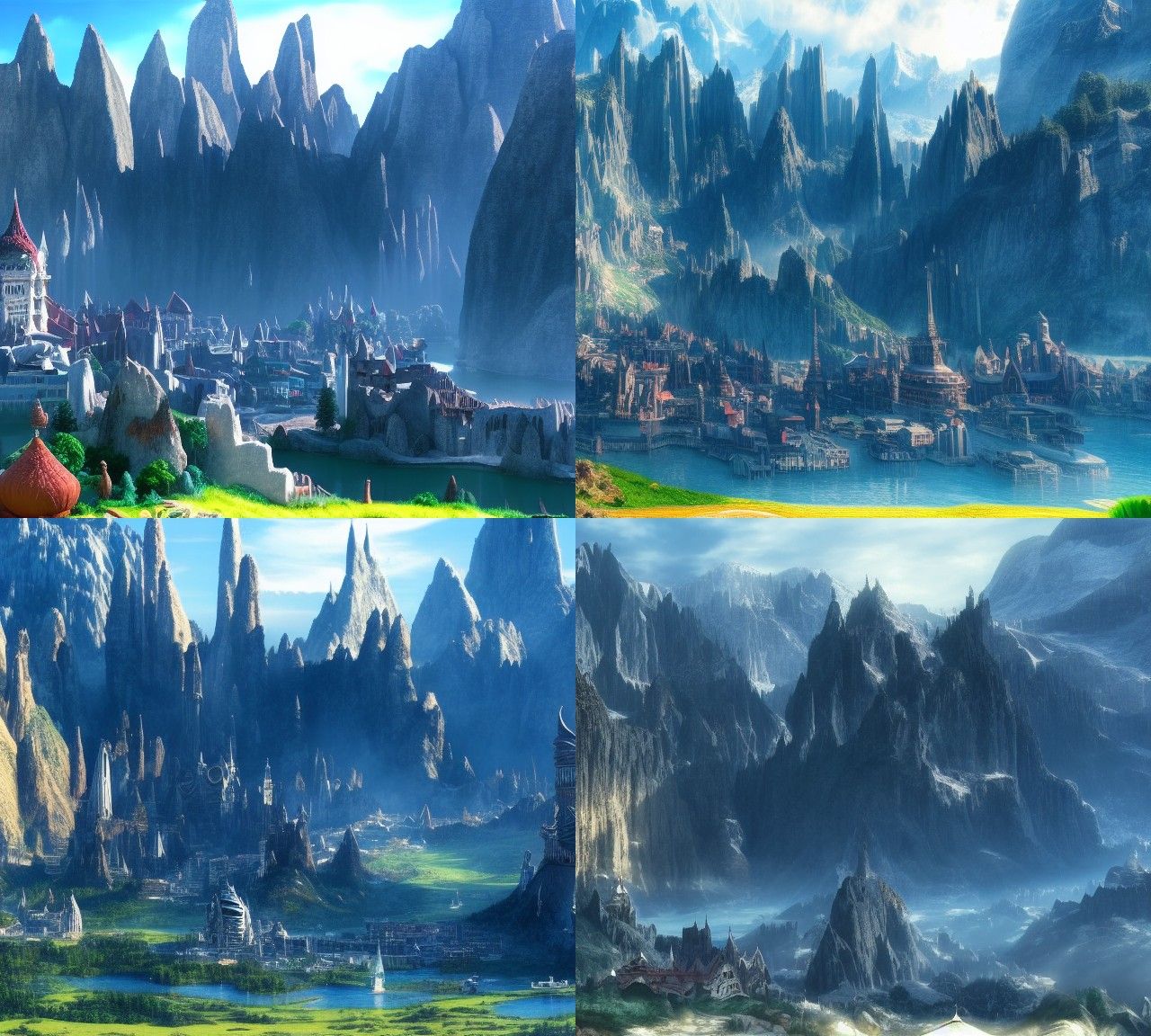 Fantasy City in Mountains: Cinematic 4K Resolution