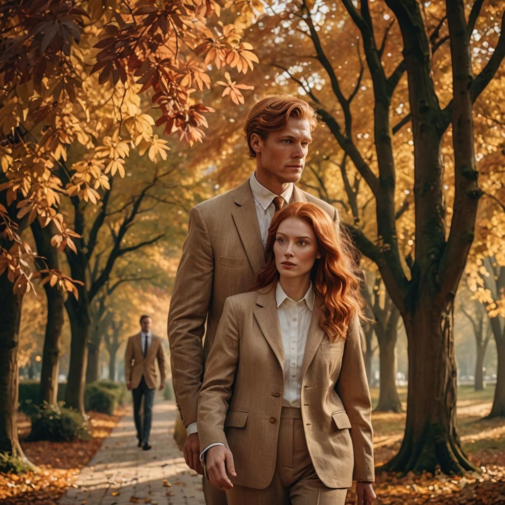 Magical Realism: Boy and Girl Under Autumn Trees