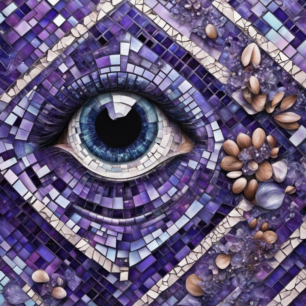 Glossy Almond Violet Mosaic in Aetherpunk Style