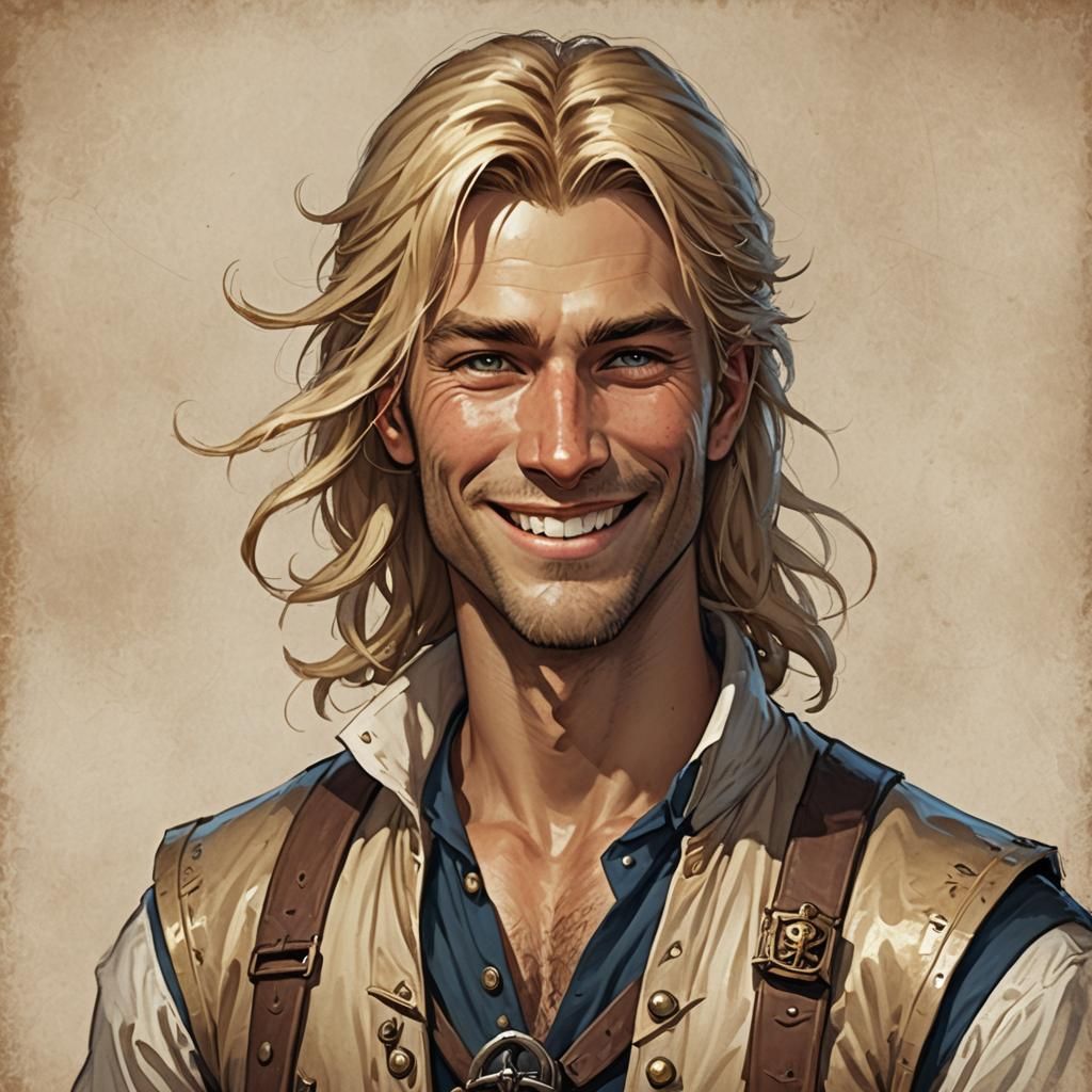 Smiling Blond First Mate in Fantasy Art