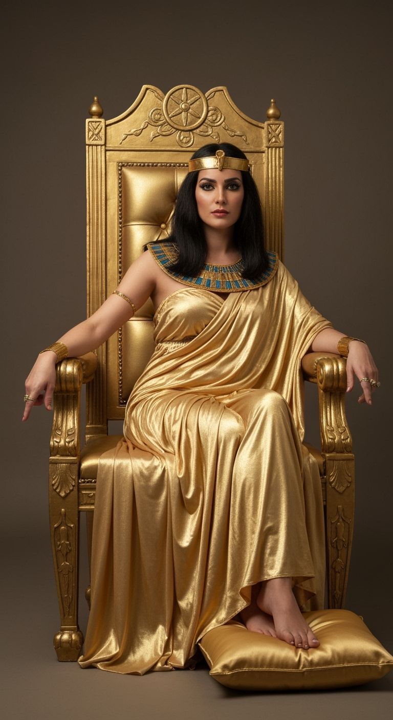 Egyptian Queen on Gold Throne in Elegant Portrait