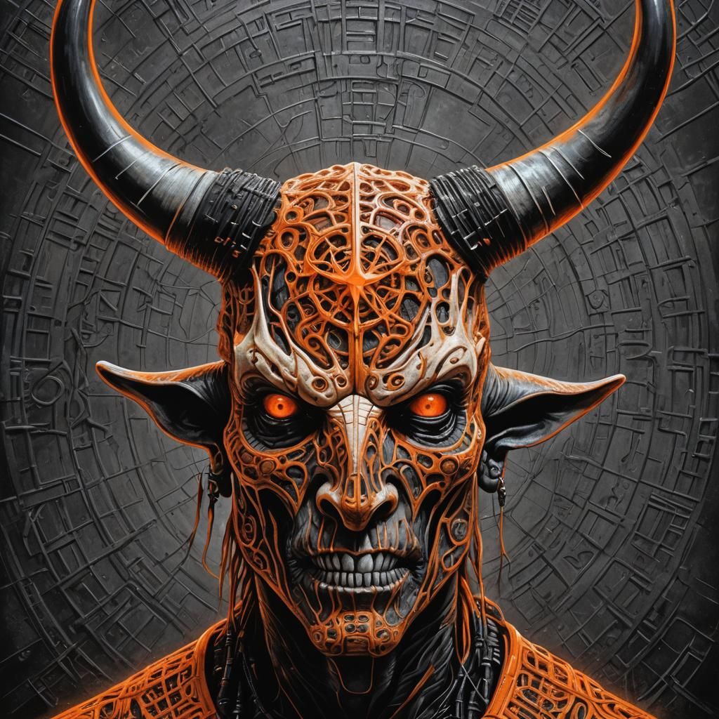 Gothic Cyberpunk Texas Longhorn Cenobite