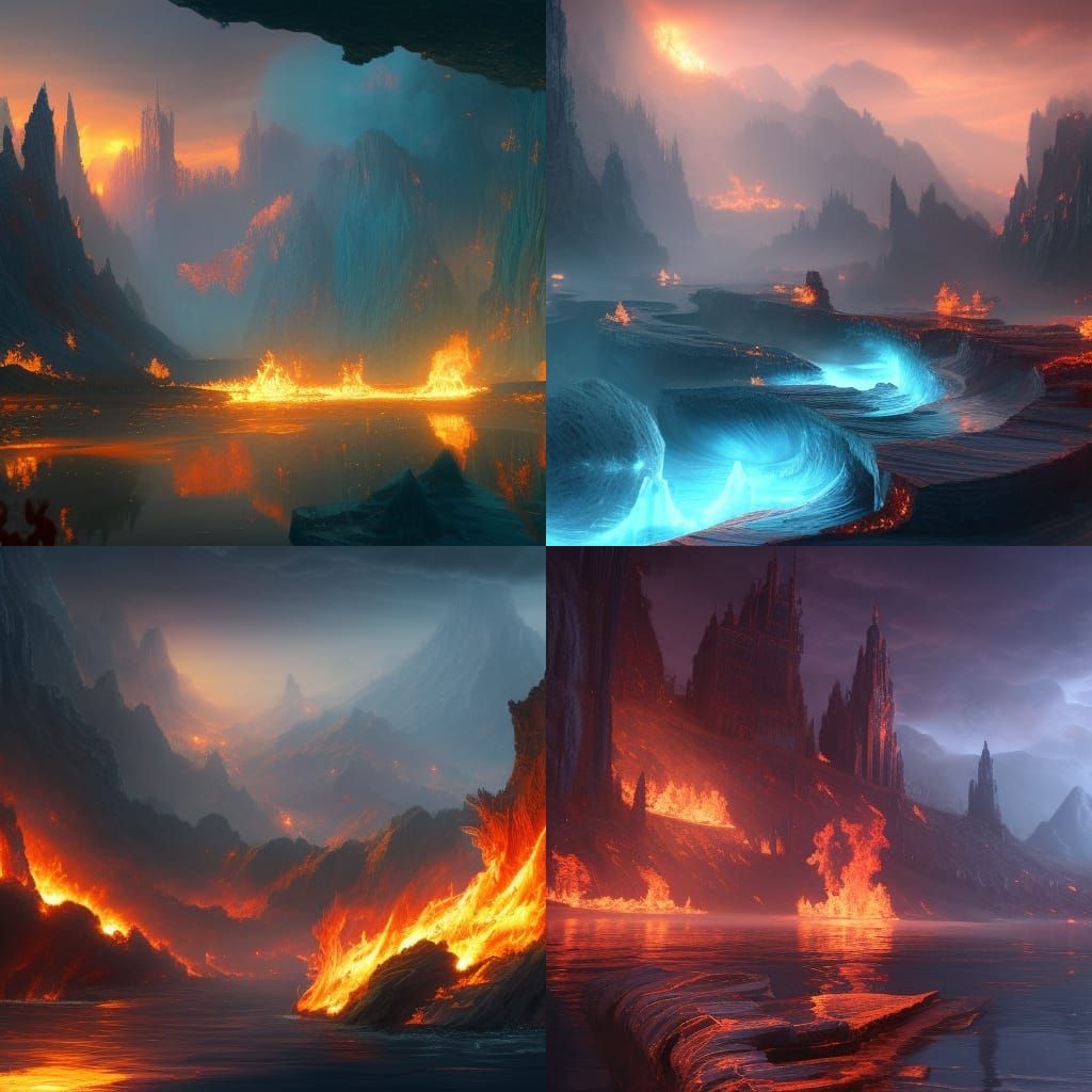 Fire and Water Fantasy Concept Art