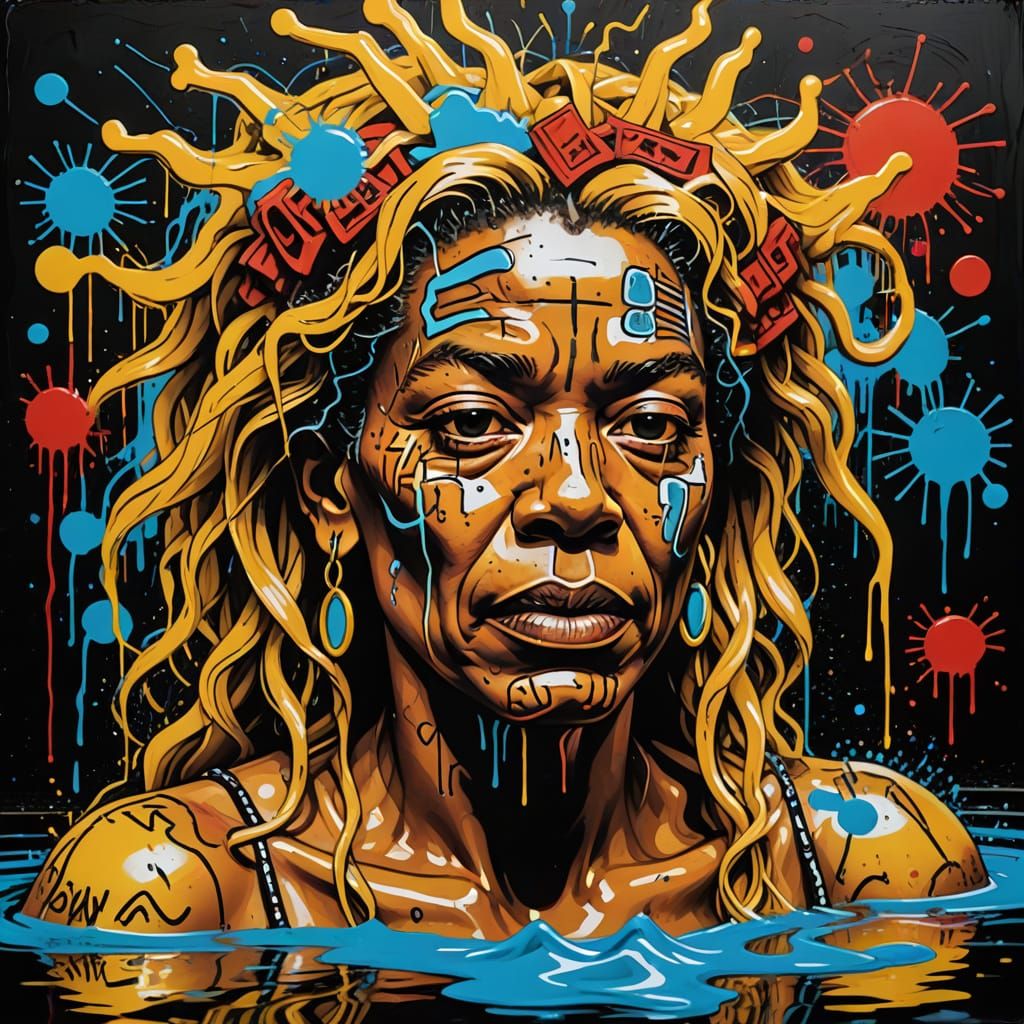 Elderly Goddess Diana Bathing in a Woodland Pond