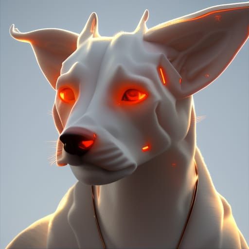 Doberman Wolf in Rose Gold Flames: Sci-Fi Render