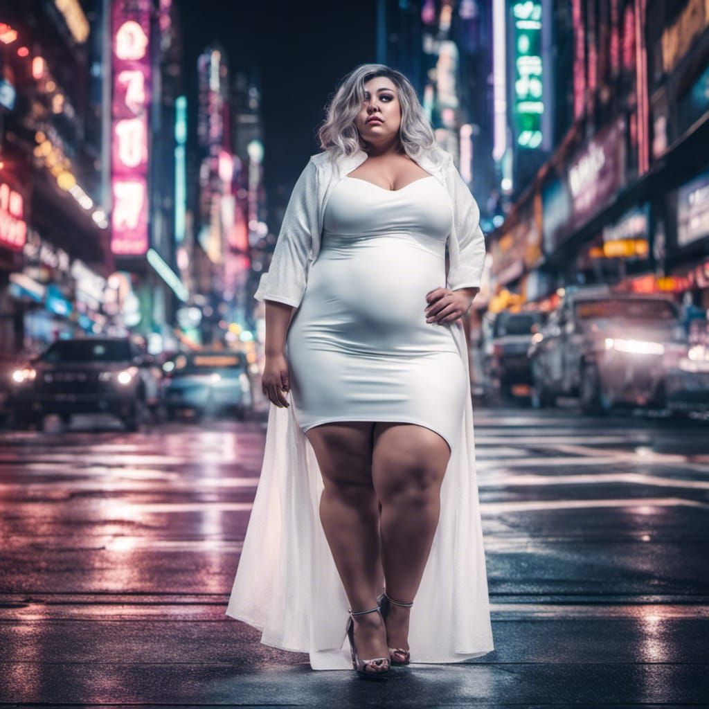 Futuristic Portrait in Neon City at Night