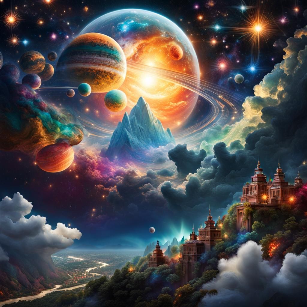 Celestial Being Floating in Starry Void