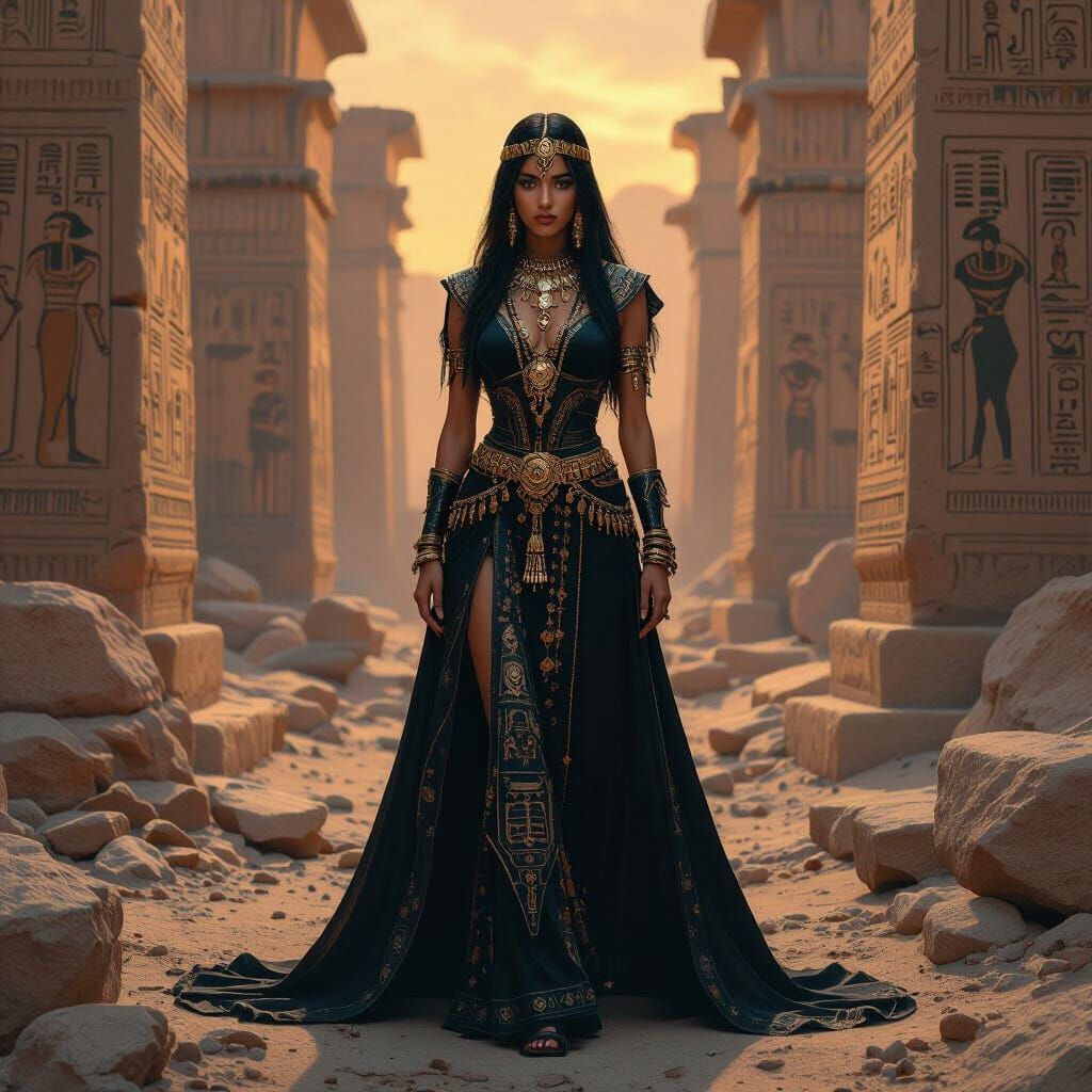 Gothic Egypt Princess in Ornate Attire