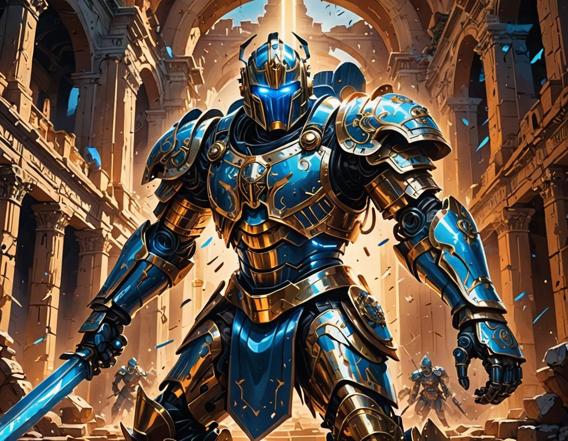 Robot Gladiator in Coliseum: Cinematic Anime Art