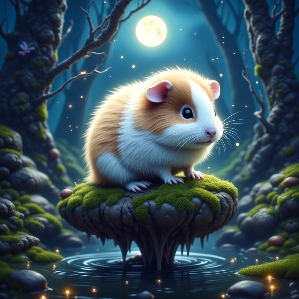 Magical Guinea Pig in Enchanted Forest