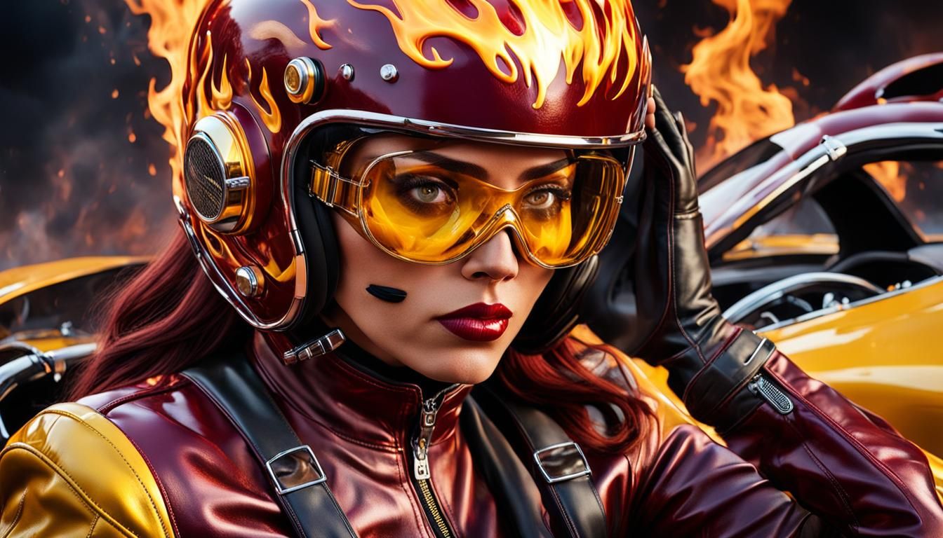 Burning Beauty: Crying Girl in Fiery Car Crash
