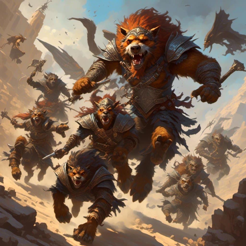 Gnoll pack rampaging